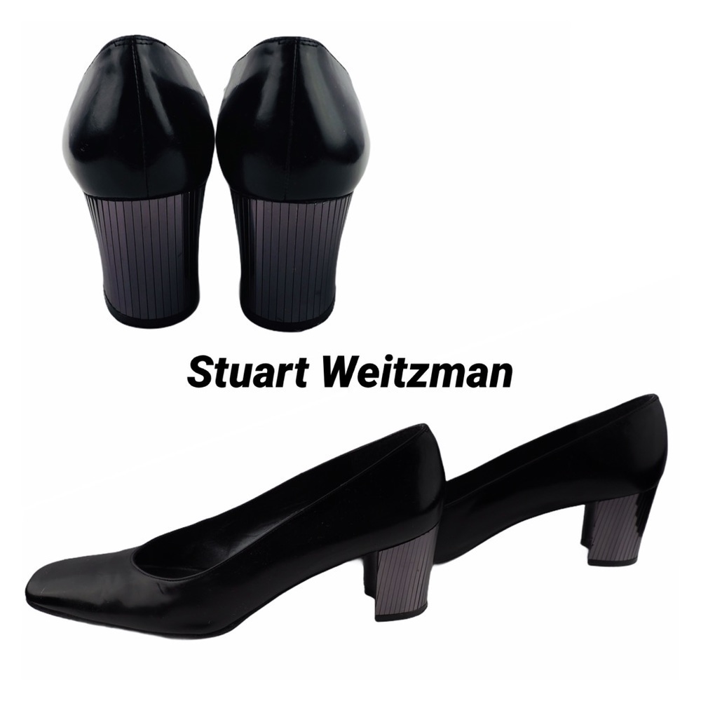 Stuart Weitzman sz 8AAAA black pumps mirror heel
